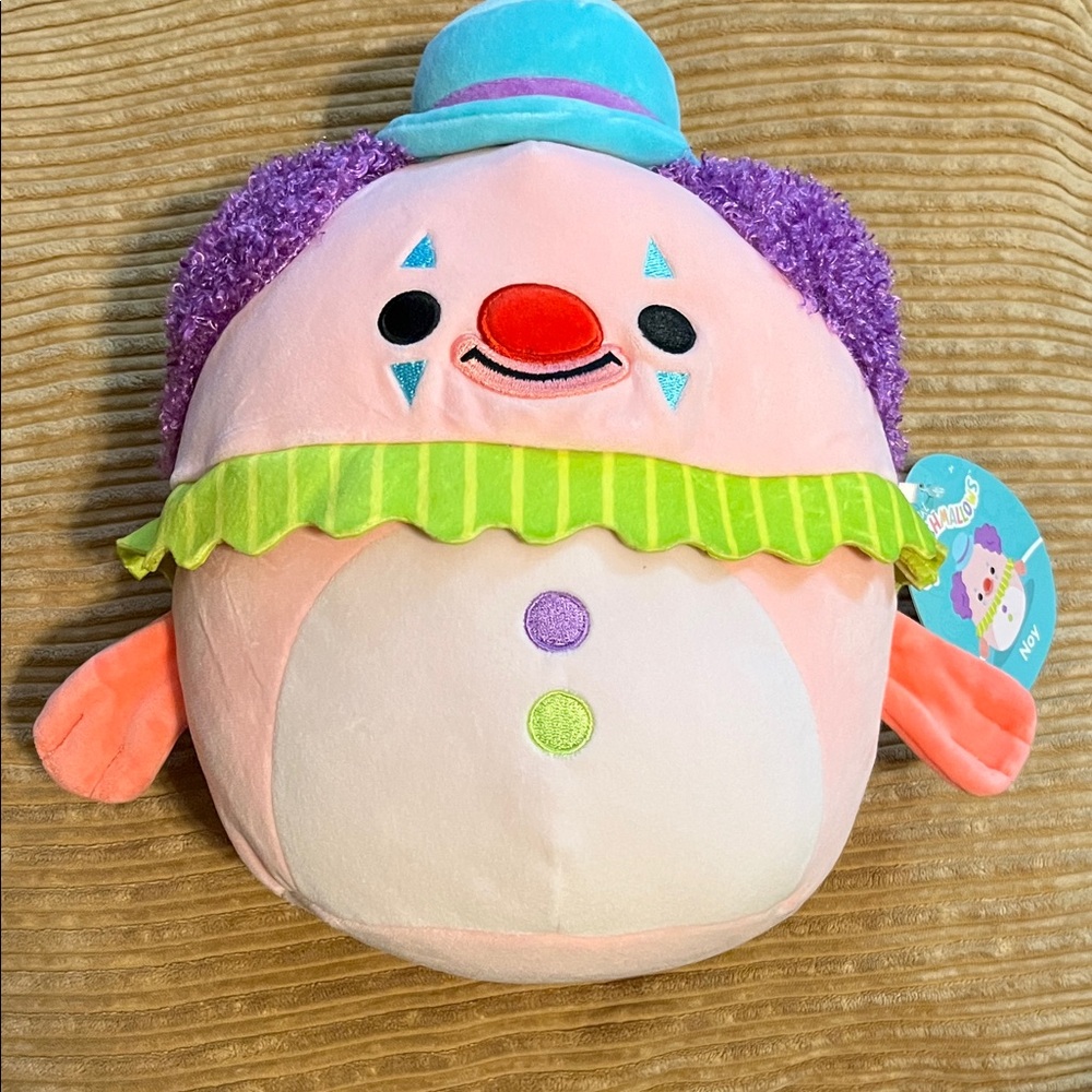Squishmallows Clown Plush - Pink, Purple, and Green New with Tag